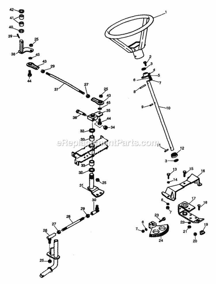 Steering Diagram and Parts List for 934007 000101 Ariens Lawn Tractor
