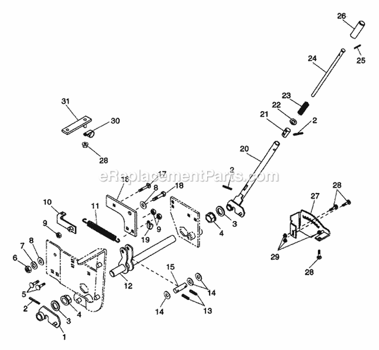 Manual Lift System Diagram and Parts List for 934019 000101 Ariens Lawn Tractor