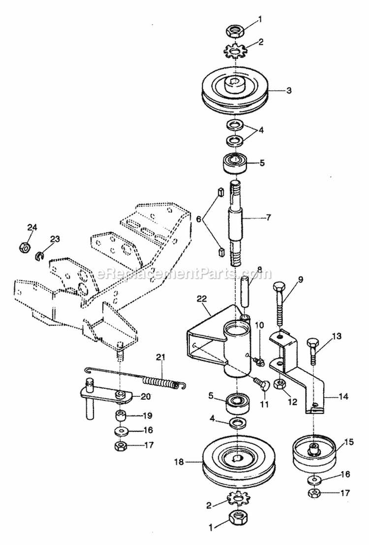 Jackshaft (Pto) Diagram and Parts List for 934019 000101 Ariens Lawn Tractor