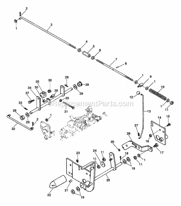 Brake Diagram and Parts List for 934020 000101 Ariens Lawn Tractor