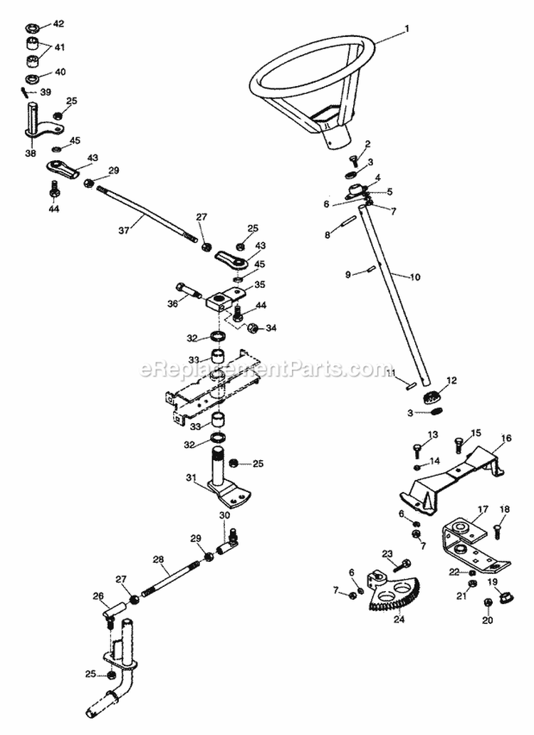 Steering Diagram and Parts List for 934020 000101 Ariens Lawn Tractor
