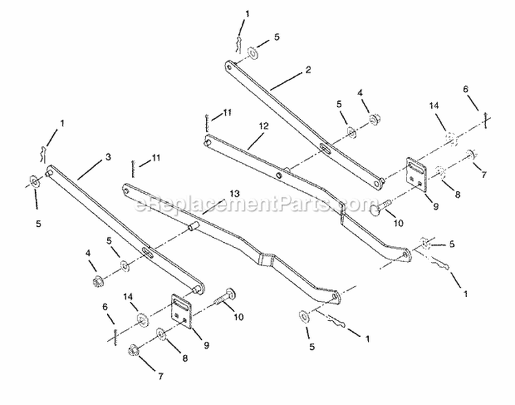 Hanger Arm Diagram and Parts List for 934025 000101 Ariens Lawn Tractor