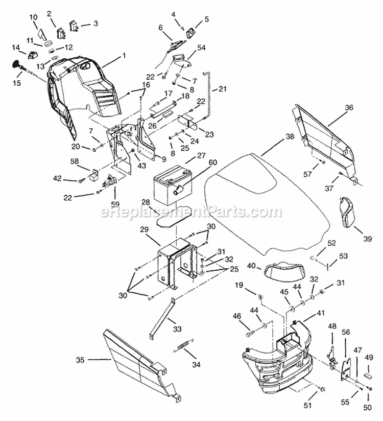 Hood And Dash Diagram and Parts List for 934025 000101 Ariens Lawn Tractor