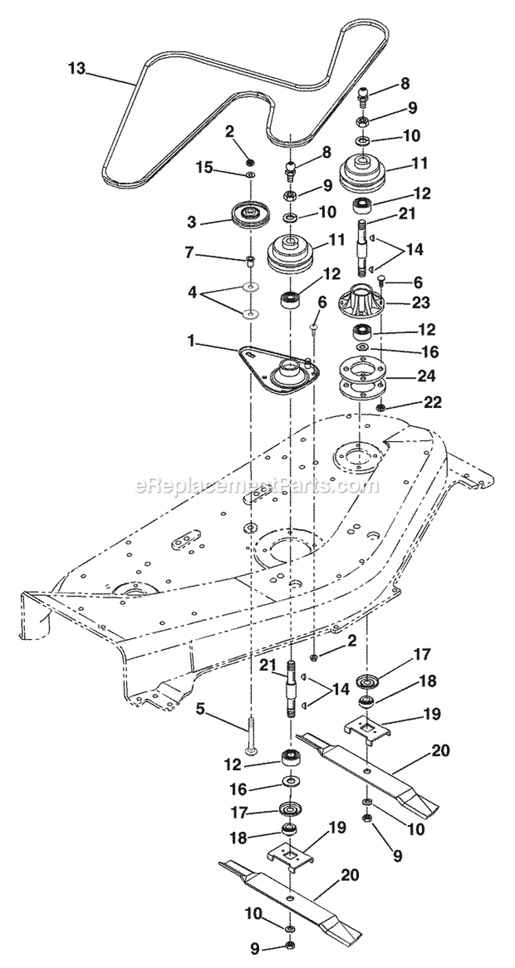 Mower Spindle Diagram and Parts List for 934027 000101 Ariens Lawn Tractor