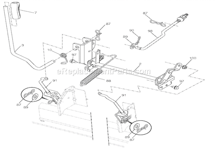 Mower Lift Diagram and Parts List for 936039 000101 Ariens Lawn Tractor