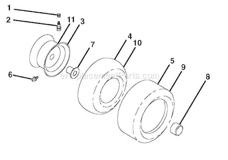 Wheels & Tires Diagram and Parts List for 936039 000101 Ariens Lawn Tractor