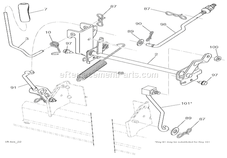 Mower Lift Diagram and Parts List for 936044 000101 Ariens Lawn Tractor