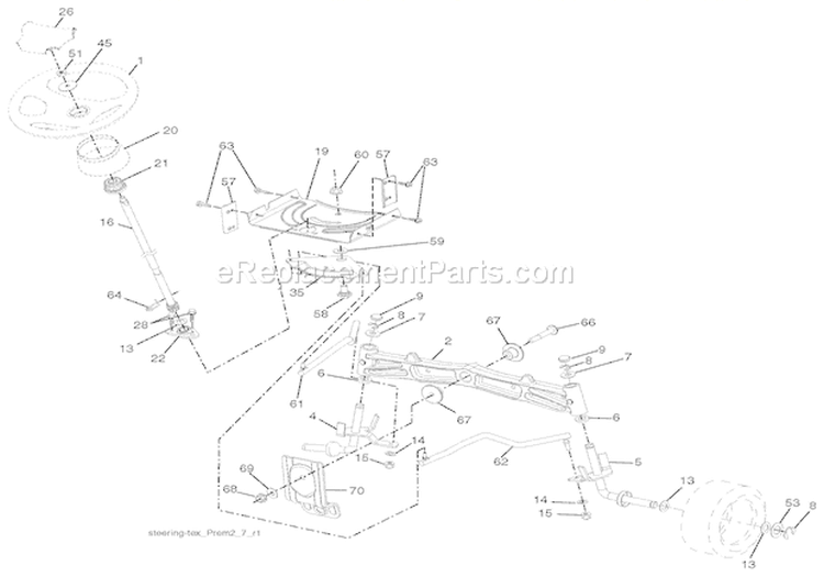 Steering Diagram and Parts List for 936044 000101 Ariens Lawn Tractor