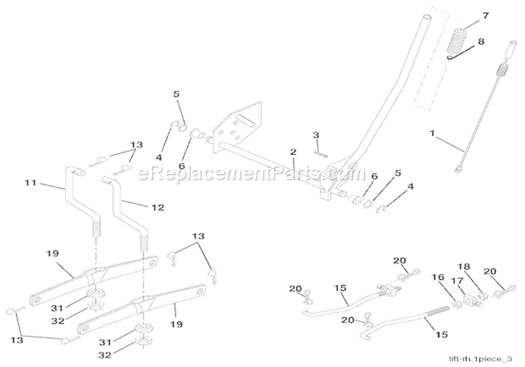 Mower Lift Diagram and Parts List for 936046 000101 Ariens Lawn Tractor