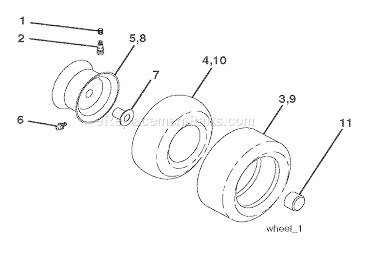 Wheels & Tires Diagram and Parts List for 936046 000101 Ariens Lawn Tractor