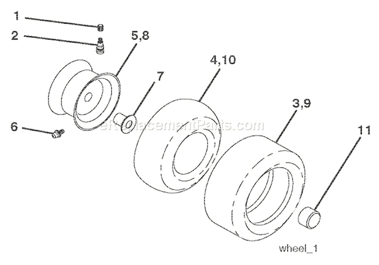 Wheels & Tires Diagram and Parts List for 936047 000101 Ariens Lawn Tractor