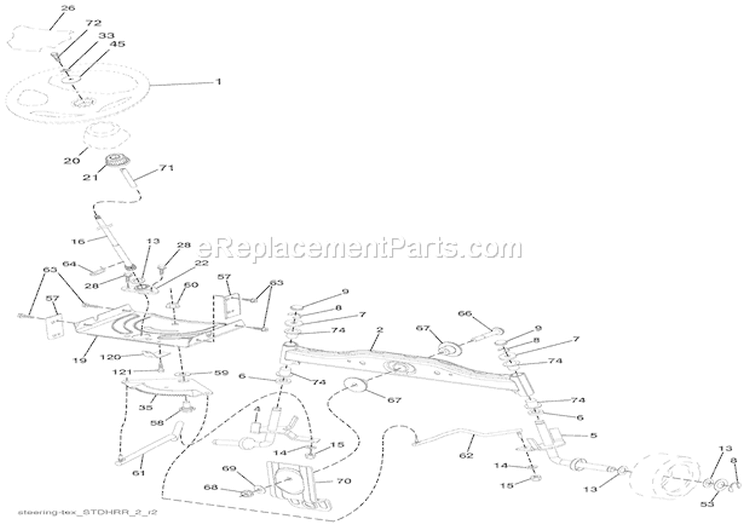Steering Diagram and Parts List for 936049 000101 Ariens Lawn Tractor