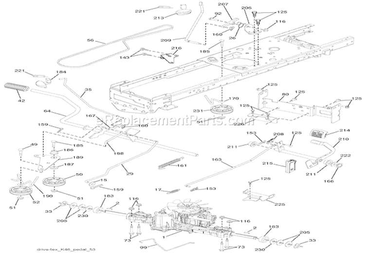 Drive Diagram and Parts List for 936050 000101 Ariens Lawn Tractor