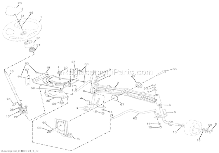 Steering Diagram and Parts List for 936050 000101 Ariens Lawn Tractor