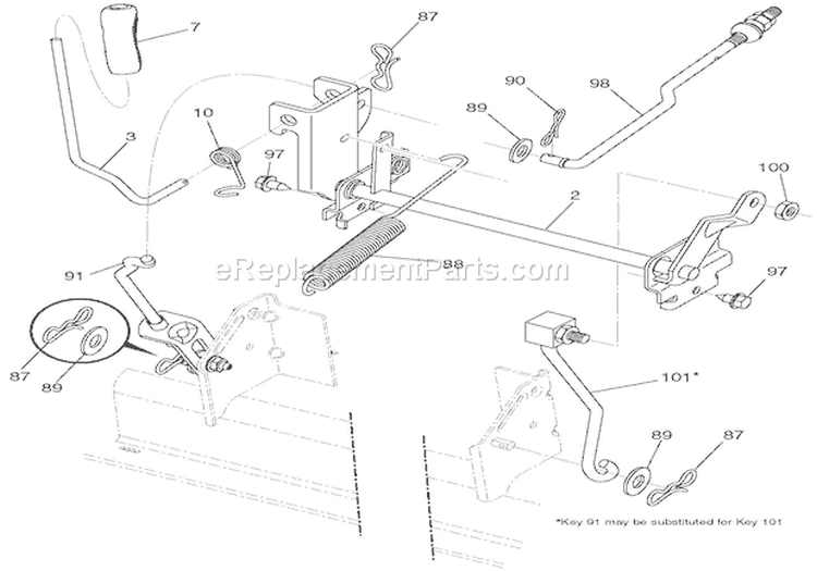 Mower Lift Diagram and Parts List for 936051 000101 Ariens Lawn Tractor