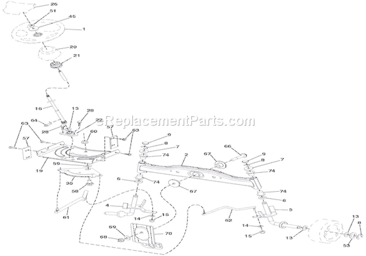 Steering Diagram and Parts List for 936051 000101 Ariens Lawn Tractor