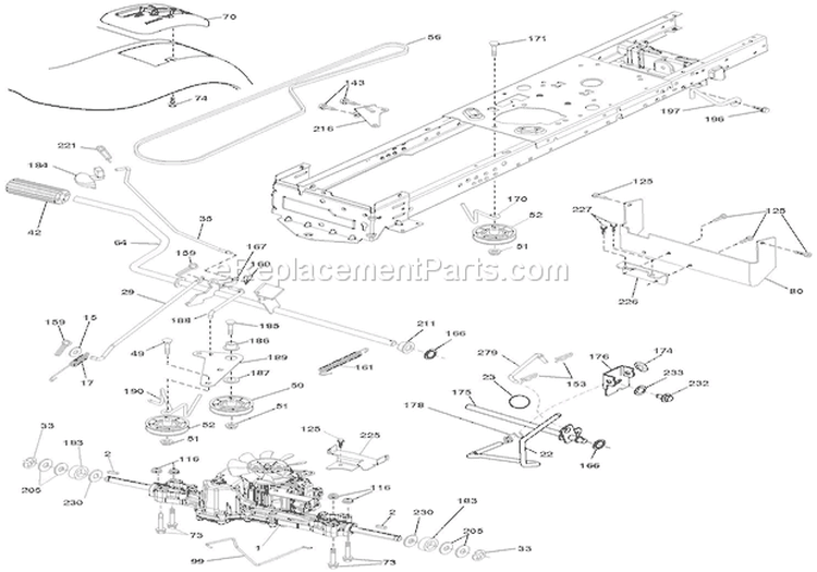 Drive Diagram and Parts List for 936052 000101 Ariens Lawn Tractor