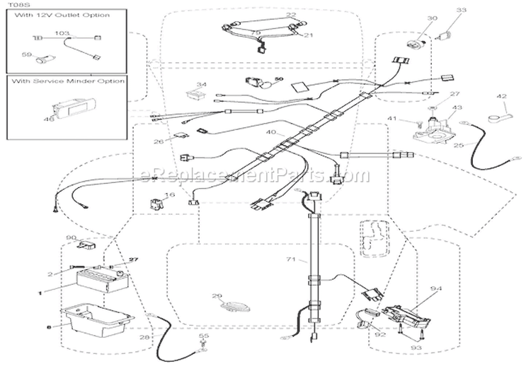 Electrical Diagram and Parts List for 936052 000101 Ariens Lawn Tractor