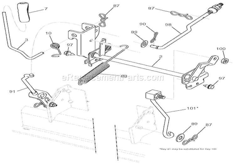 Mower Lift Diagram and Parts List for 936052 000101 Ariens Lawn Tractor