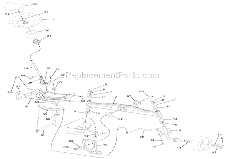 Steering Diagram and Parts List for 936052 000101 Ariens Lawn Tractor