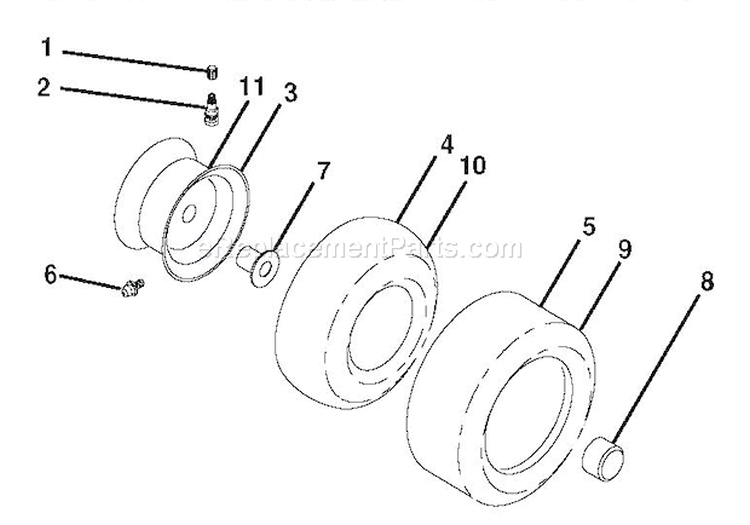 Wheels & Tires Diagram and Parts List for 936052 000101 Ariens Lawn Tractor