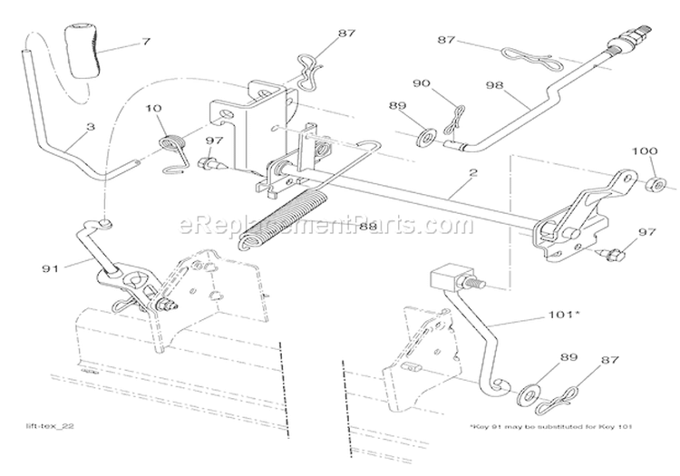Mower Lift Diagram and Parts List for 936053 000101 Ariens Lawn Tractor