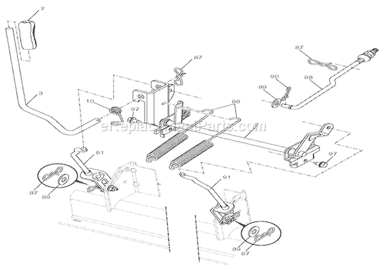 Mower Lift Diagram and Parts List for 936054 000101 Ariens Lawn Tractor