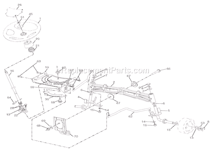 Steering Diagram and Parts List for 936054 000101 Ariens Lawn Tractor