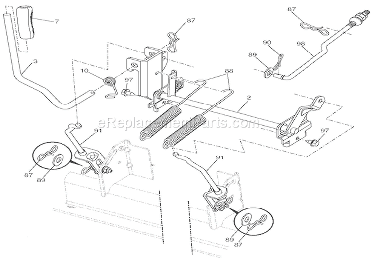 Mower Lift Diagram and Parts List for 936055 000101 Ariens Lawn Tractor