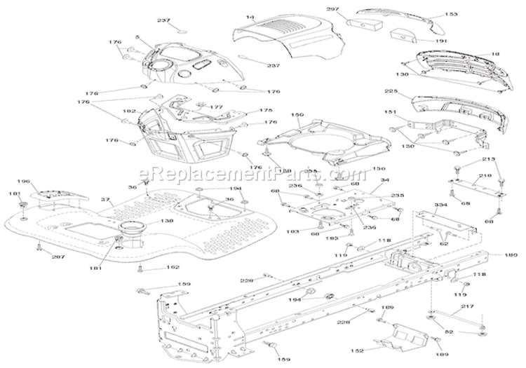 Chassis Diagram and Parts List for 936056 000101 Ariens Lawn Tractor