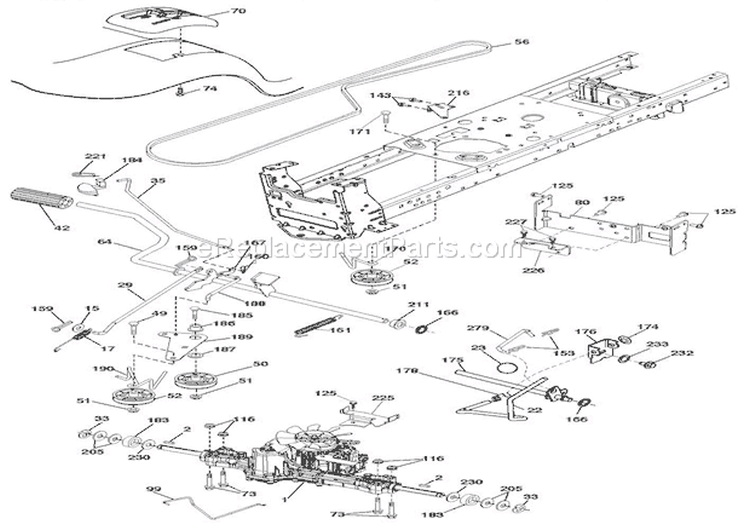 Drive Diagram and Parts List for 936056 000101 Ariens Lawn Tractor