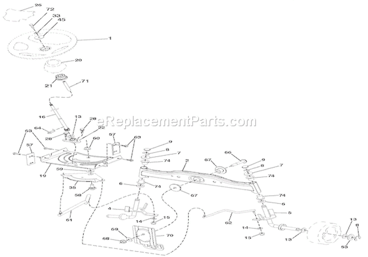 Steering Diagram and Parts List for 936056 000101 Ariens Lawn Tractor