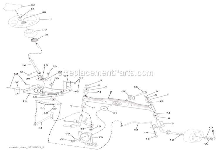 Steering Assembly Diagram and Parts List for 936057 000101 Ariens Lawn Tractor