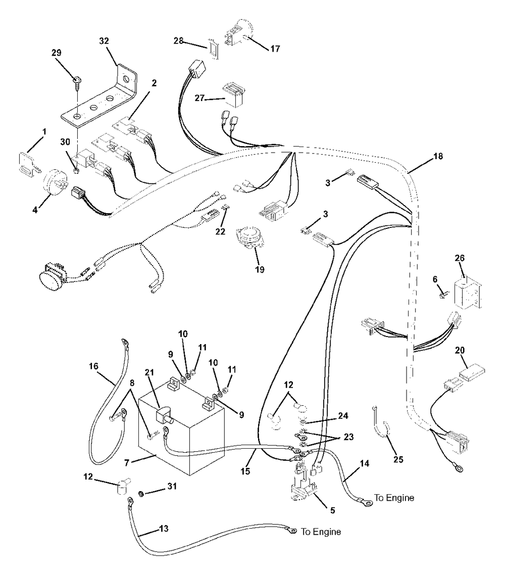 Electrical System Diagram and Parts List for 915067 (010000 & Above)(1740) Ariens Lawn Tractor
