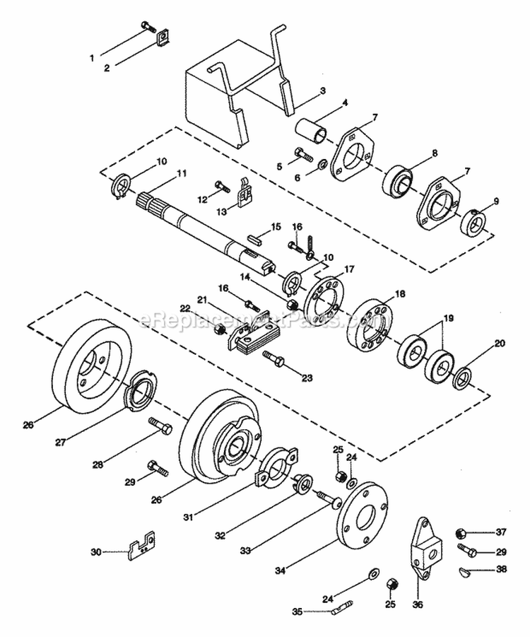 Rear Power Take Off (Accessory 731054) Diagram and Parts List for 931033 004001 Ariens Lawn Tractor