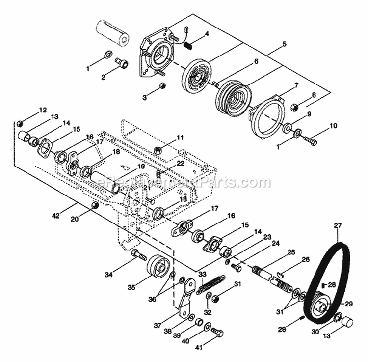 Front Power Take Off (Pto) Diagram and Parts List for 931033 004001 Ariens Lawn Tractor