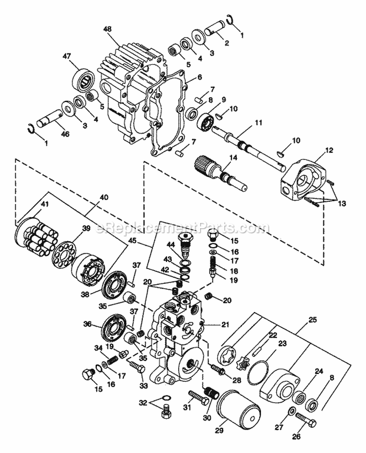 Hydrostatic Transmission Diagram and Parts List for 931033 004001 Ariens Lawn Tractor