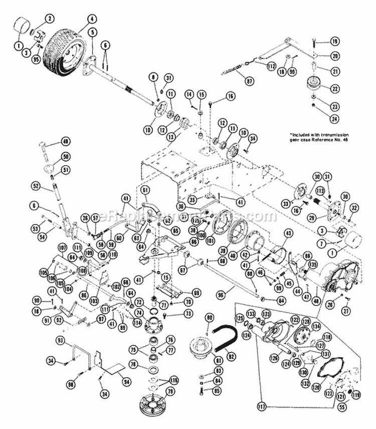 Drive Assembly Diagram and Parts List for 925017 000101 Ariens Lawn Tractor