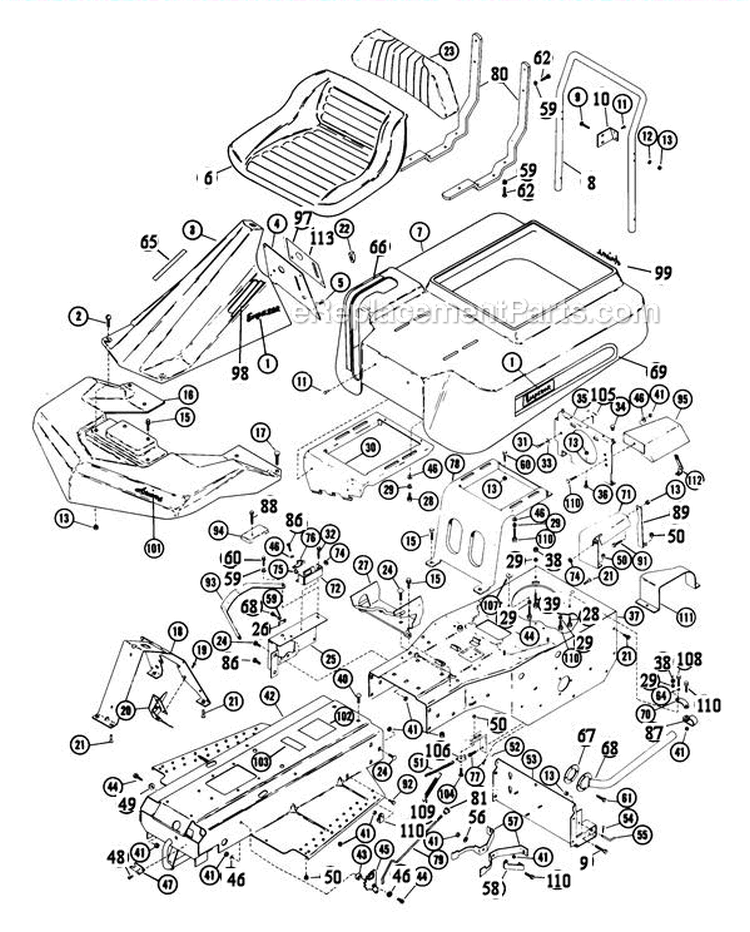 Frame Assembly Diagram and Parts List for 925012 005664 Ariens Lawn Tractor