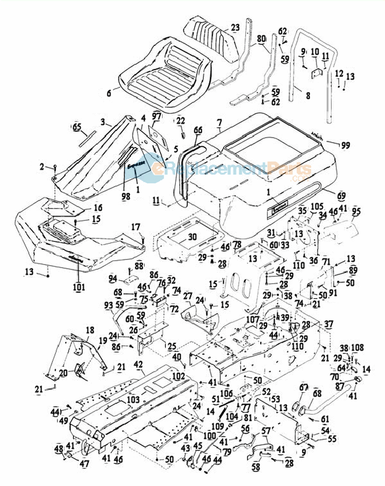 Frame Assembly Diagram and Parts List for 925006 008601 Ariens Lawn Tractor