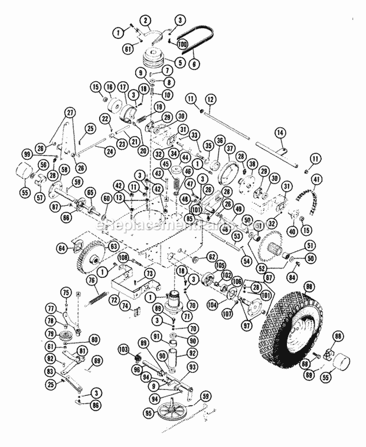 Drive Assembly Diagram and Parts List for 912009 008605 Ariens Lawn Tractor