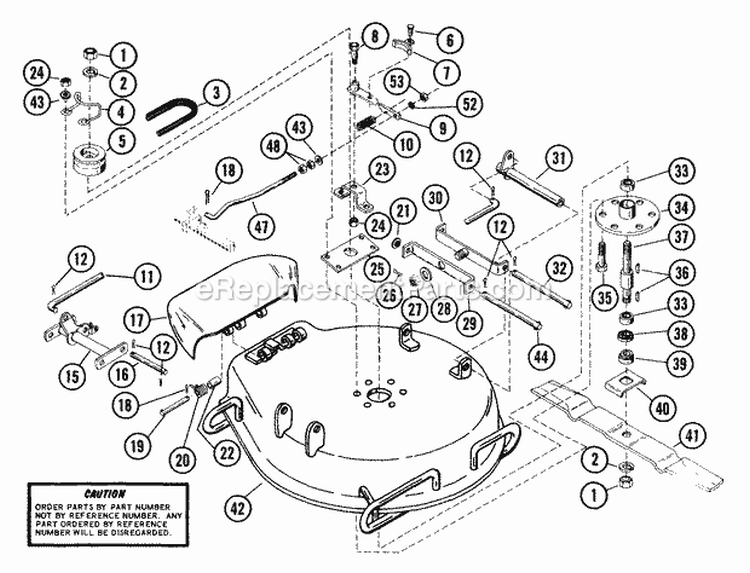 Mower Pan Assembly 26" Diagram and Parts List for 912009 008605 Ariens Lawn Tractor