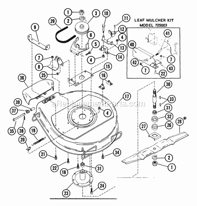Mower 30" Diagram and Parts List for 925015 000101 Ariens Lawn Tractor