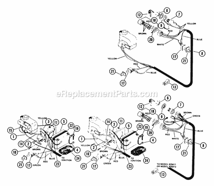 Electrical System Diagram and Parts List for 925006 020344 Ariens Lawn Tractor