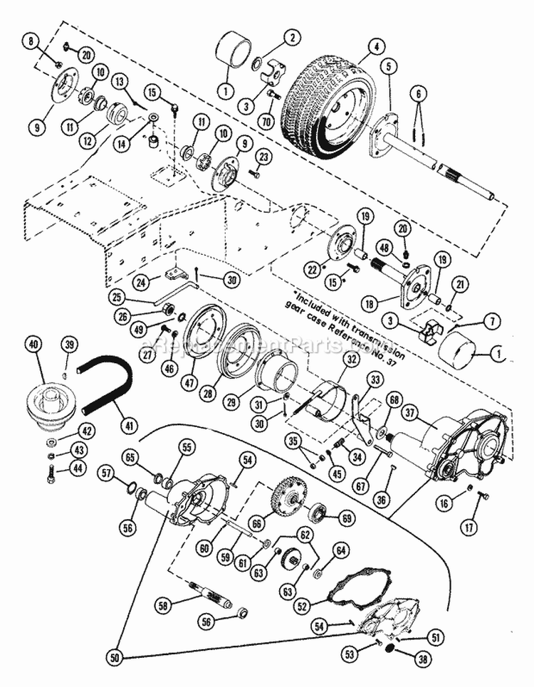 Drive Assembly Diagram and Parts List for 925011 007001 Ariens Lawn Tractor
