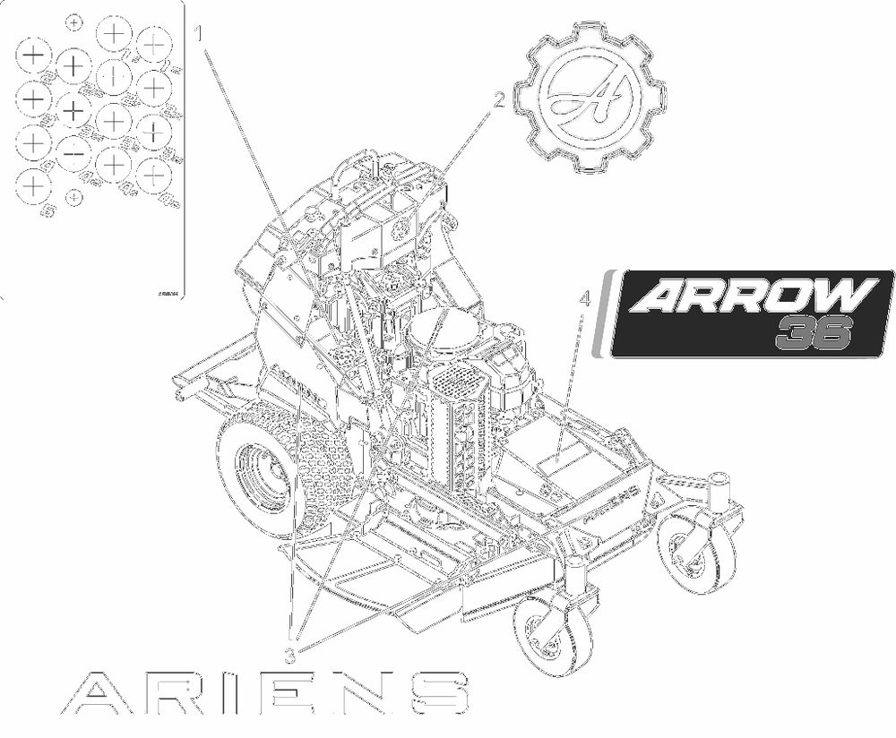 Decals - Style - 36-Inch Diagram and Parts List for 994303 000101 + Ariens Lawn Tractor Accessories