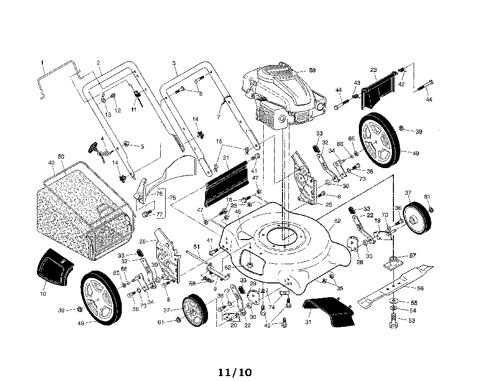 Lawn Mower Diagram and Parts List for A149K21 96136000602 Ariens Lawn Mower