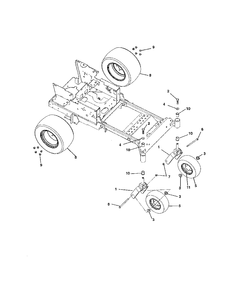 Wheels Diagram and Parts List for 99105600  Ariens Lawn Mower