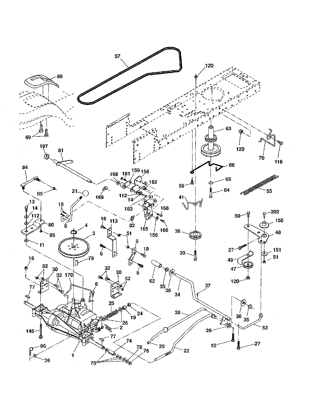 Drive Diagram and Parts List for 936060  Ariens Lawn Tractor