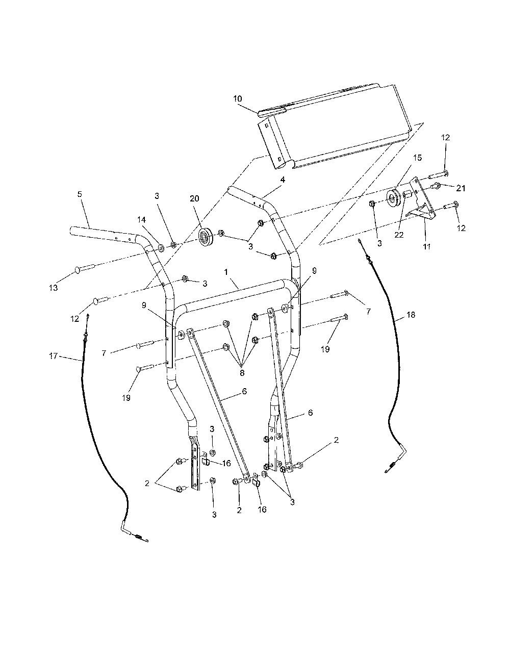 Handlebars Diagram and Parts List for 91141000  Ariens Lawn Mower